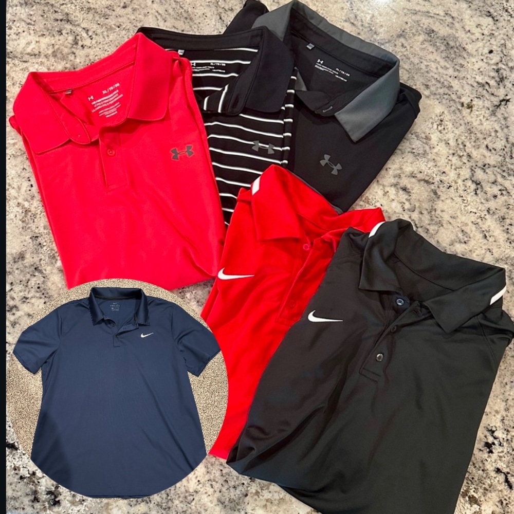 6 Men’s under Armour Nike polo lot XL